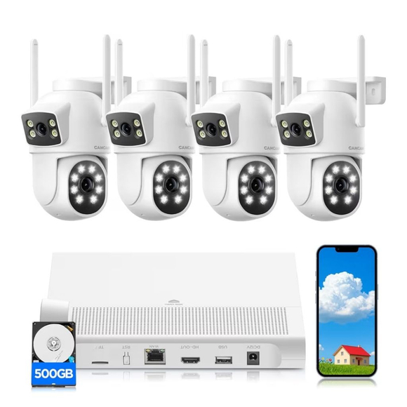 4MP Dual Lens Home Security Camera System Wireless Security Cameras Wireless
